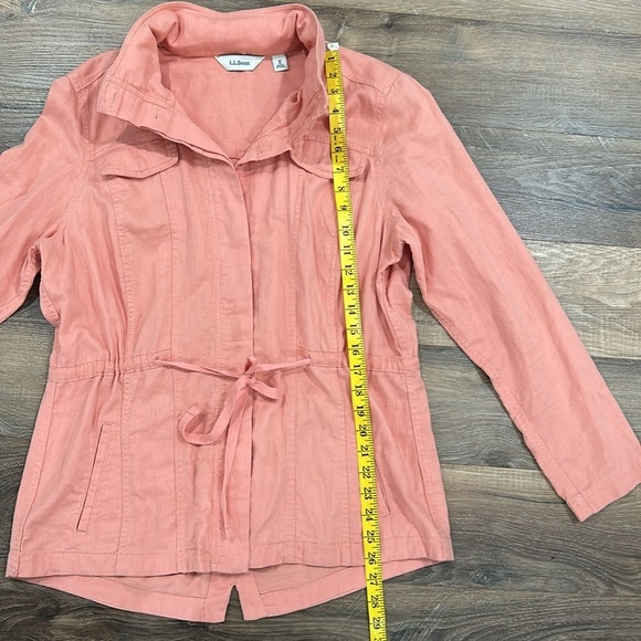 LL Bean Linen Utility Jacket Pink/Salmon Size Med Regular. Packable hood - Picture 5 of 16